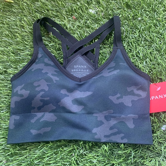 SPANX Tops - Spank Lamn Low Impact Sport Bra Black Camo Small